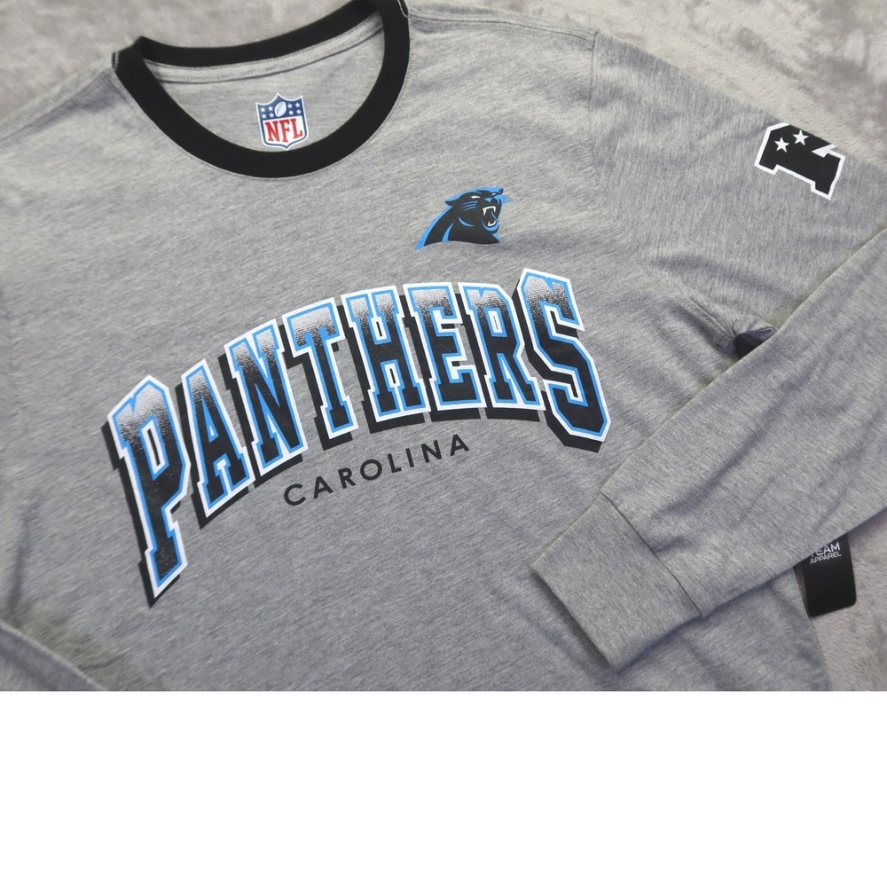 NFL Team Apparel Carolina Panthers‎ Long Sleeve Shirt Gray Men's S New NWT